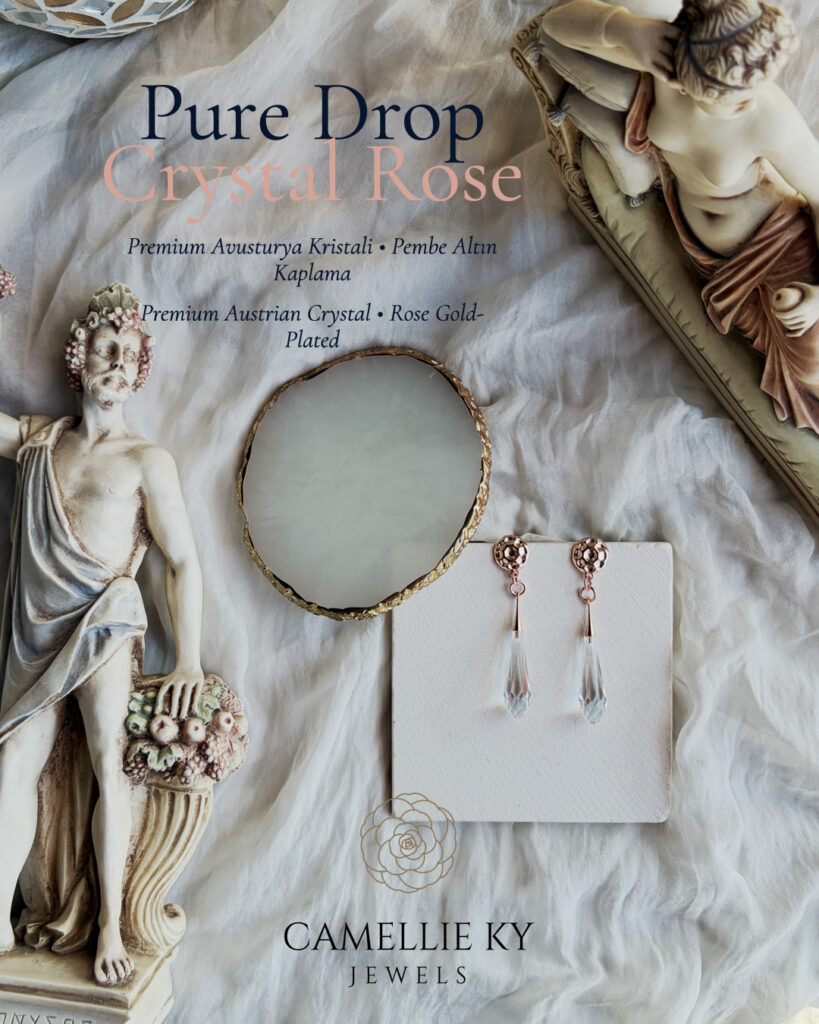 Pure Drop Crystal Rose Earrings