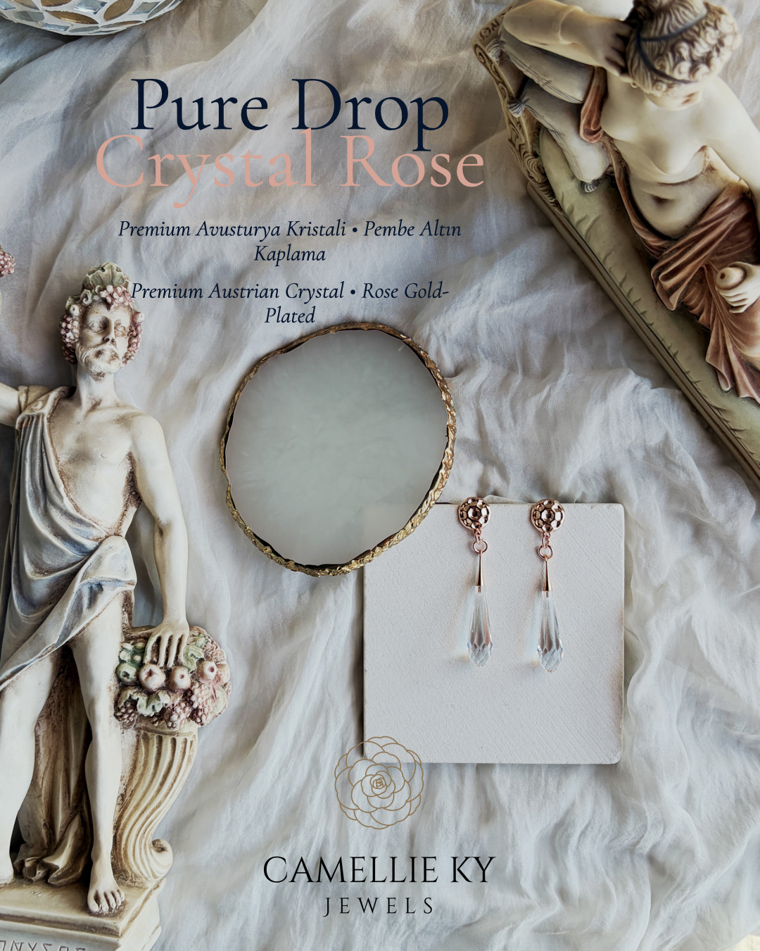 Pure Drop Crystal Rose Earrings