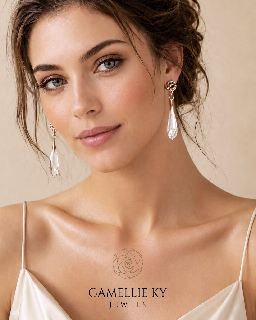 Pure Drop Crystal Rose Earrings