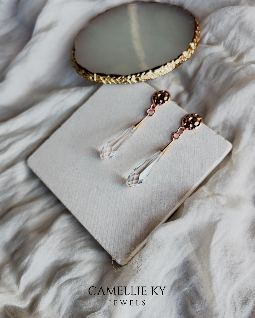 Pure Drop Crystal Rose Earrings