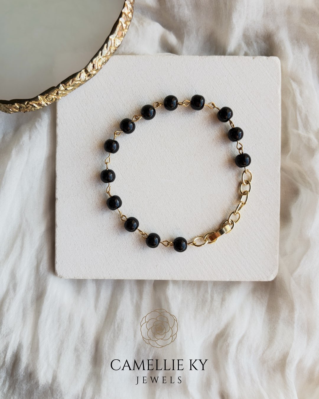 Onyx Lotus Bracelet