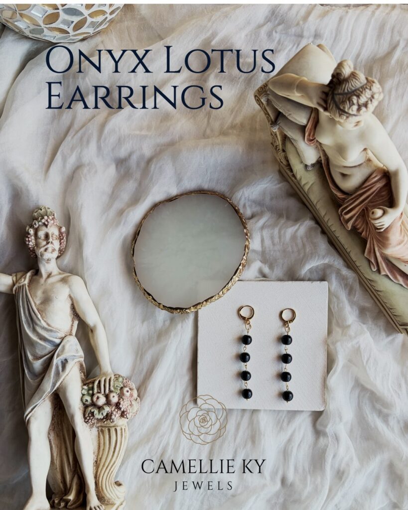 Onyx Lotus Earrings