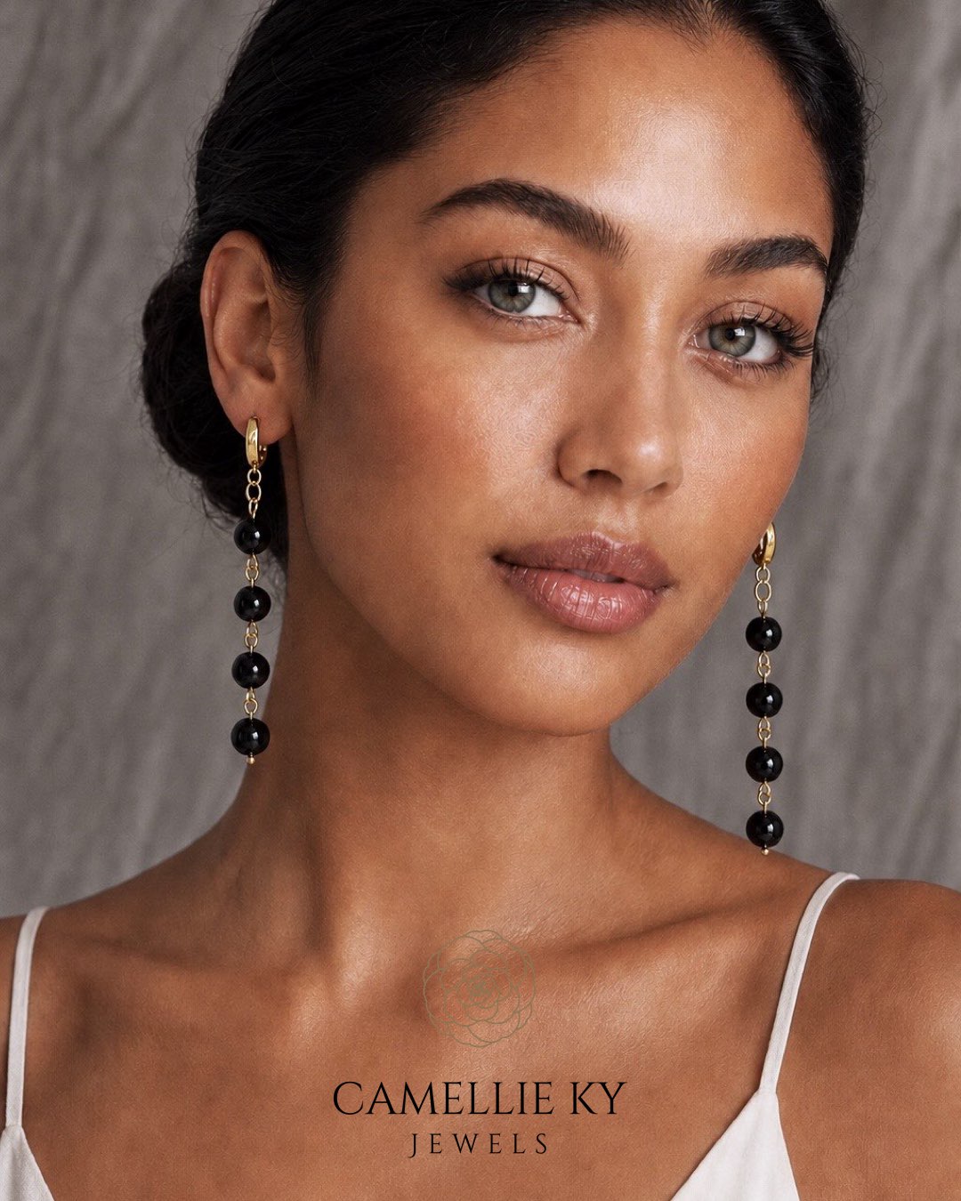 Onyx Lotus Earrings